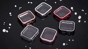เคสสำหรับนาฬิกา Apple รุ่น 8 7 6 SE 5 4 3 2 1 สำหรับสมาร์ทวอท์ช45มม. 44มม. 42มม. 41มม. 40มม. 38มม. ป้องกันกันชนเพชร