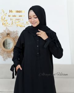 set abaya hitam by hermosa/Abaya hitam murah/setelan abaya/setelan gamis jilbab