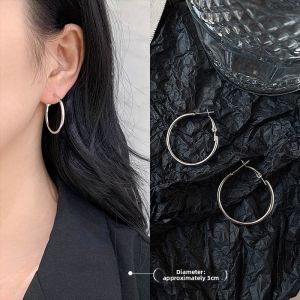 Non-Tarnish Titanium Steel Fashion Earrings Sensation Surface Large Circle Minimalist Plain round Sensation Circle Earrings