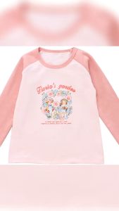 2-5Yrs Kuromi Pink Lengan Panjang Katun Kaos Anak Perempuan 2-8 Tahun Gadis Kapas Katun Kuromi Kemeja Anak Kartun Lengan Panjang Kuromi Casual Tops Kemeja