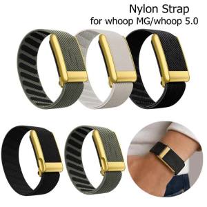 Suitable for WHOOP 5.0/Whoop MG Wristband Strap Nylon Woven Elastic Sports Breathable Replacement Strap Gold Metal Frame