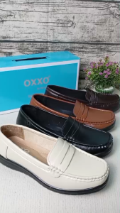 ส่งเร็ว 8am รองเท้าคัชชูส้นเตี้ย รองเท้าสุขภาพหนังนิ่ม รองเท้าทำงาน หญิง ส้นเตา รีด Oxxo พี้นสูง 1 นิ้ว X11402