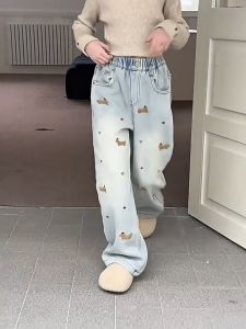 Denim Jeans for Kids Girl 5-16Y New Baggy Maong Pants for Teens Girls Wide Leg Pants for Kids Girls