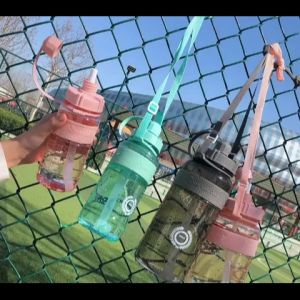 Ready Stock- 1L Large Capacity Sport Water Bottle Large Water Bottle c/w Strap & Straw Portable Plastic School BPA Free ✅✅✅✅✅✅**** PRINTING CUSTOM LOGO AVAILABLE *****✅✅✅✅✅✅
