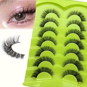 7 Đôi Mi Giả Ngắn 15mm Mềm Mại Tự Nhiên Thanh Mảnh 3D Không Dễ Nhìn Thấy Làm Từ Tóc Tổng Hợp Dùng Trang Trí Làm Đẹp Tự Làm