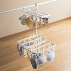Home Balcony Clip Socks Stack Clothes Rack Multi-Clip Kids Hanging Clothes Space-Saving Foldable Drying Socks Rack