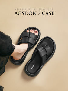 Agsdon | Dép Xỏ Ngón Đế Dày Cho Mùa Hè Ngoài Trời Màu Đen