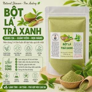 Mặt nạ bột trà xanh nguyên chất hỗ trợ làm trắng da giảm mụn mờ thâm kiềm dầu trẻ hóa