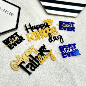 Happy Fathers Day Cupcake Toppers Double Layer Acrylic Cake Topper no Sticks Best Dad Ever Cupcake Cake Decoration for Fathers Day Theme Party