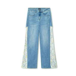 Juicy Couture | Lace Splice Washed Loose Flared Jeans