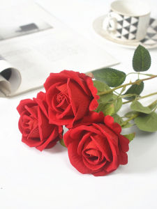 Red Artificial Rose Flower Single Piece Living Room Decoration Photography Prop Silk Flower Home Decor Modern Style Guangdong Origin