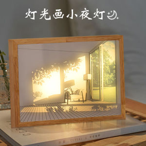 Decorative Light Artwork Night Lamp Picture Frame Glow in the Dark Atmosphere Lamp LED Bulb Button Control Warm Light Smart Control