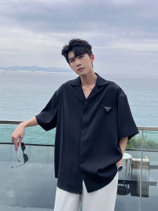 Hualun Summer Cool Short-Sleeved Shirt Mens Fancy Handsome Non-Ironing Tops Fashion Brand Trend Cuban Collar Shirt