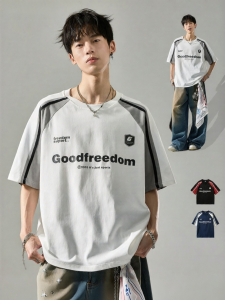 SZON | American College Style Letter Print Contrast Color Heavyweight Men T Shirt