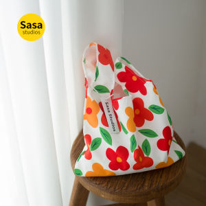 Retro HyunA Style Canvas Handbag Mobile Phone Case Tote Bag Coin Purse Handheld Bag Casual Plant Floral Print Soft Square Bag