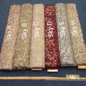 Bahan Kain Tille Bordir Full Payet TwoTone Stone