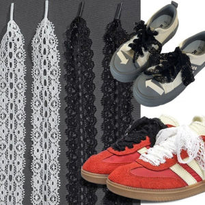 Elastic Hollow Lace Floral Shoelaces Women Girls Ballet Style Sweet Sneaker Canvas Ribbon Shoes Laces Shoe Accessories