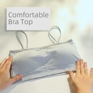Jubys Comfort Cotton Tube Top Thread Comi Top Shoulder Strap Pad Camisoles Bra Top Innerwear