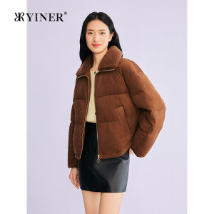 French Stitched Wool-Textured Collar Short Down Jacket
