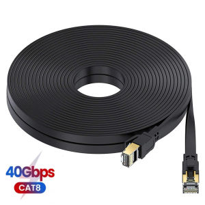 Ethernet Cable CAT8 Flat 40Gbps 2000MHz Rj45 Internet Network Cable Shielded Patch Cable Cat8 for PC Modem Laptop PS 5 Router