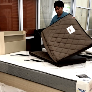 ZARETA ที่นอน 3 พับ 3.5 ฟุต หนา 2 นิ้ว นอนได้ 2 ด้าน 2 IN 1 ยางลาเท็กซ์โคเคียว สีน้ำตาล รุ่น DREAM