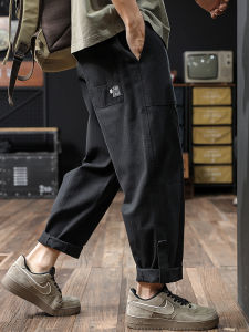 American Style Workwear Pants Mens Summer New Straight Loose Casual Nine Points Mens Pants Thick Cotton Youth Trend