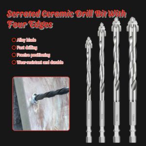 Serrated Ceramic Drill Bit With Four Edges Multi-Function Tile Marble Drill Concrete Special Electric Drill
