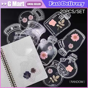 20Pcs DIY Transparent Dried Flower Bookmarks Herbarium Bookmarks Flower Page Clips Reading Mark Glassware Shape Bookmark Sticker