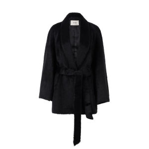Shiny Alpaca Wool Short Robe Coat