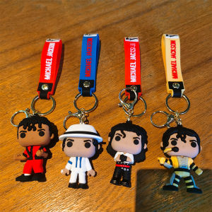 Creative Dance King Jackson Keychain Handmade Music Singers Key Ring Holder Pendant Key Chains Mens and Womens Bag Accessories