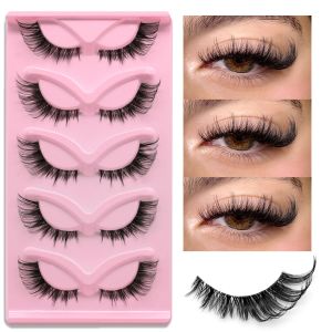5 pairs Cat Eye Lashes Faux Mink Eyelashes Clear Band Lashes Natural Look Mink Eyelashes Full Strip Lashes