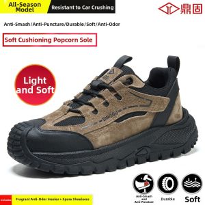 DINGGU | Breathable Odor-Preventing Steel Toe Anti-Puncture Lightweight Work Shoes