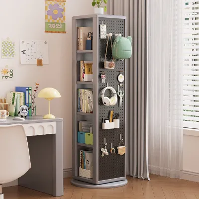 Dotted Board Rotating Corner Storage Cabinet With Mirror