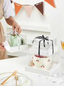 46 Inch Cake Packaging Box Handheld Multi-layer Pastry Baking Box Four Inch Mousse Transparent Thickened Base Tray Box
