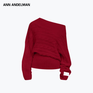 ANN ANDELMAN | New Year Series Deconstructed Off-Shoulder Cable Knit Sweater