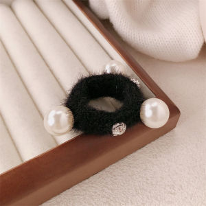 ยางรัดผมผ้าขนสัตว์มุกสไตล์เกาหลี ยางรัดผมเพชรน้ำ ยางยืดสูงสำหรับเด็กผู้หญิง ยางรัดผมอเนกประสงค์ ยางรัดผมแบบใหม่