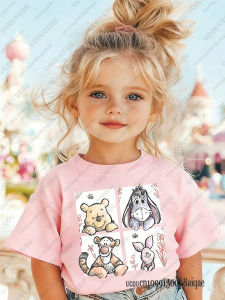 52TOYS | Summer Cartoon Winnie the Pooh Pattern T-shirts For Children Casual O-neck Cotton Tshirts Boys Girls Cute Tees Winnie T-shirt