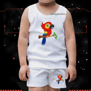 GDapparelco Kids Boys Cute Animals Print Sando Terno Set White Top & Shorts Sleeveless Summer Outfit for baby boy
