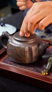 Ấm Chén Pha Trà Tử Sa Tây Thi Thay Đổi Màu Sắc Khi Gặp Nước Nóng - Ấm Trà Long Phụng Minh Kèm Hộp Đựng Cao Cấp