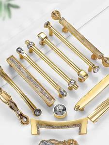 European Style Gold Diamond Crystal Wardrobe Door Handle Single Hole Drawer Knob Kitchen Cabinet Door Handle Hardware Accessories