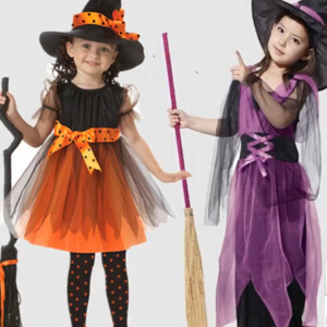 2024 NEW Halloween Girls Witch Dress Carnival Party Toddler Kids  Cosplay Party Bat Costume Infant Career Guidance Costume For Kids Vampirina Dress Up Children Vampire Pumpkin Clothing