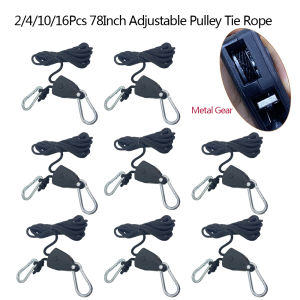 2/4/6/10/16Pcs Rope Pulley 1/8 Lift Metal Pulley 78Inch Adjustable Lanyard Hanging for Tent Fan Grow Plant Lamp Boat Awning