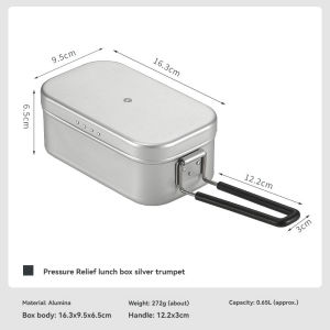 Campingmoon | Portable Outdoor Supplies Hard Oxidized Aluminum Lunch Box Open Fire Heating Picnic Camping Lunch Box Aluminum Lunch Box