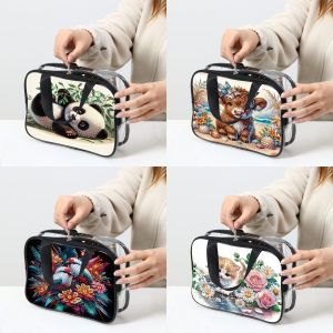 1 piece of DIY Mosaic set with crystal and diamond diamond painting bag cute animal pattern portable travel bag with zipper