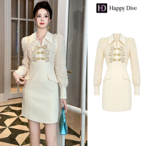 Happy Diva ชุดผู้หญิง ชุดแอปริคอท มินิเดรส ชุดวินเทจ ชุดปาร์ตี้อย่างเป็นทางการ ชุดจัดเลี้ยง ชุดทํางาน ชุดปาร์ตี้วันเกิด 51105