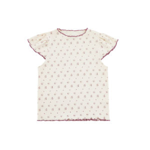 Youyou Girls Floral Print Slim Fit T-Shirt Lightweight Breathable Summer Cute Toddler Kids Cotton Blend Short Sleeve Top