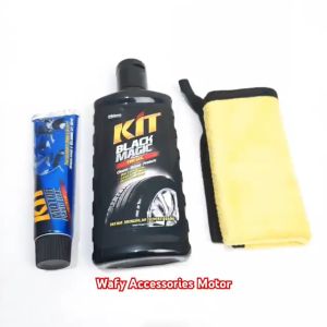 Paket Isi 3: Kit Paste Wax Biru & Black Magic Tire Gel & Kain Lap Microfiber