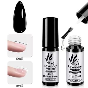 2 ชิ้น 5 in 1 Builder Base เจลเล็บกาว & No Wipe Top Coat ยาวนาน Soak Off เจลเล็บสําหรับ Home Salon Nail Art Design