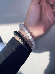 Kill Mary Su Cold Style New Chinese Style White Turquoise Bracelet Niche Style Couples Obsidian Frosted Stone Bracelet