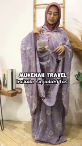 Mukenah Travel Mini Pouch Premium Dewasa Model Resleting Include Tas/Sajadah Kepala Kekinian